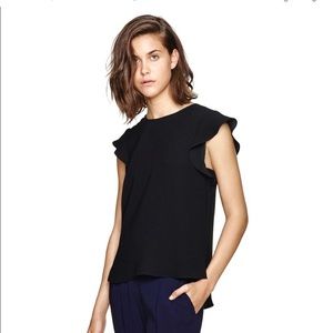 Babaton eggplant flutter sleeve blouse